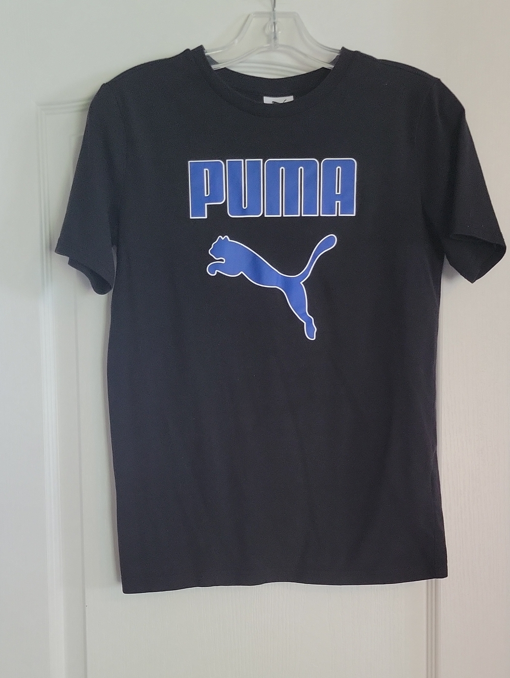 Puma Black Tee with Blue Logo Graphic